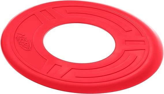 Nerf Dog Atomic Flyer Outdoor Dog Toy, 10 Inch Flying Disc Dog Fetch Toy, Rubber Dog Toy for Medium Dogs and Large Dogs, Orange