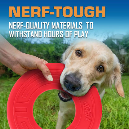 Nerf Dog Atomic Flyer Outdoor Dog Toy, 10 Inch Flying Disc Dog Fetch Toy, Rubber Dog Toy for Medium Dogs and Large Dogs, Orange