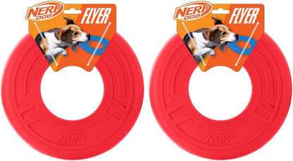 Nerf Dog Atomic Flyer Outdoor Dog Toy, 10 Inch Flying Disc Dog Fetch Toy, Rubber Dog Toy for Medium Dogs and Large Dogs, Orange