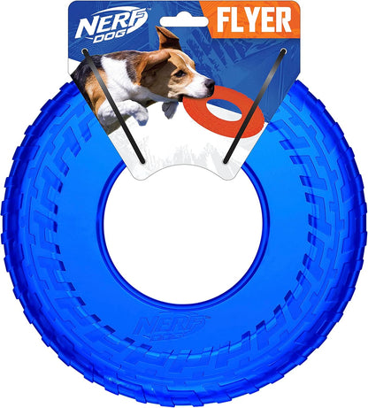 Nerf Dog Atomic Flyer Outdoor Dog Toy, 10 Inch Flying Disc Dog Fetch Toy, Rubber Dog Toy for Medium Dogs and Large Dogs, Orange