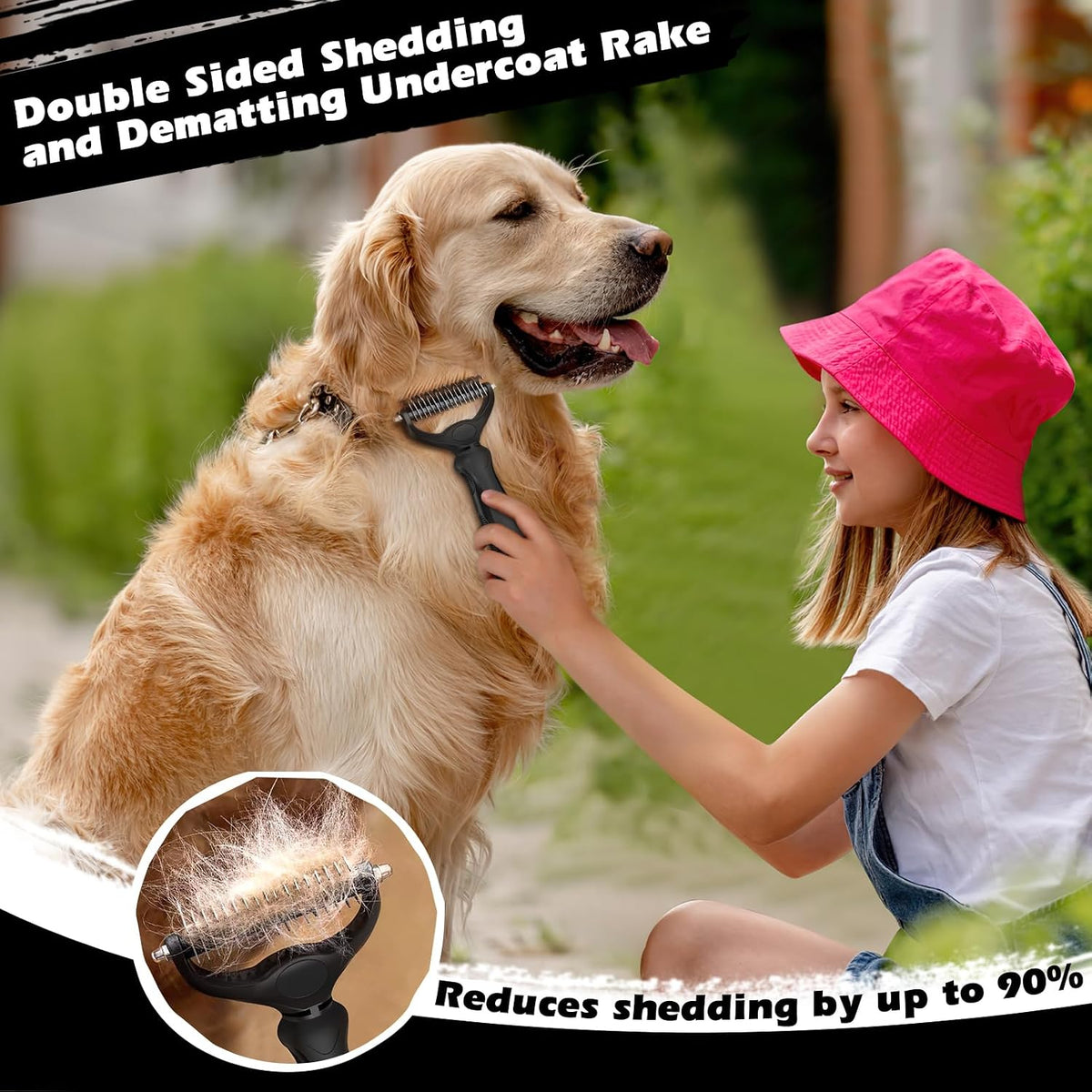 Professional 3PCS Self Cleaning Slicker Brush & Pet Grooming Rake & Flea Comb for Dogs,Cats and Horses | Double-Sided Dematting Comb & Skin Friendly Deshedding Grooming Tool | Pet Supplies (Blue)