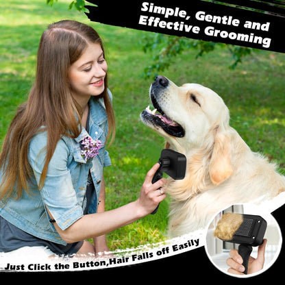 Professional 3PCS Self Cleaning Slicker Brush & Pet Grooming Rake & Flea Comb for Dogs,Cats and Horses | Double-Sided Dematting Comb & Skin Friendly Deshedding Grooming Tool | Pet Supplies (Blue)