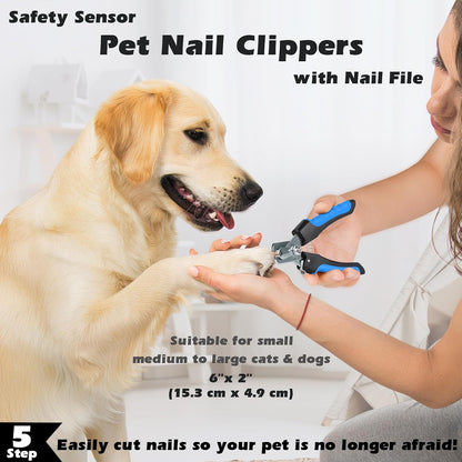 Professional 3PCS Self Cleaning Slicker Brush & Pet Grooming Rake & Flea Comb for Dogs,Cats and Horses | Double-Sided Dematting Comb & Skin Friendly Deshedding Grooming Tool | Pet Supplies (Blue)