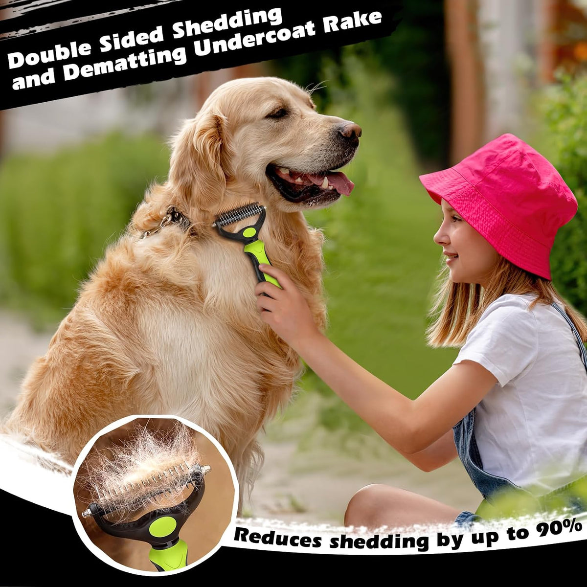 Professional 3PCS Self Cleaning Slicker Brush & Pet Grooming Rake & Flea Comb for Dogs,Cats and Horses | Double-Sided Dematting Comb & Skin Friendly Deshedding Grooming Tool | Pet Supplies (Blue)