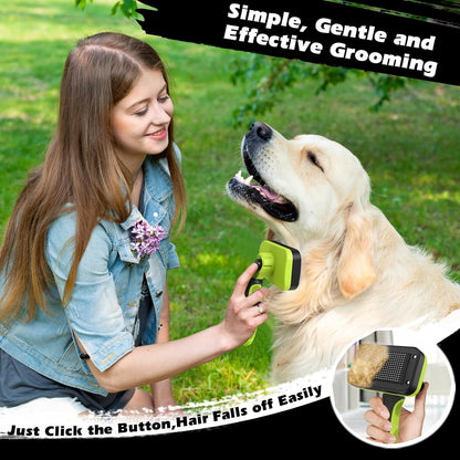 Professional 3PCS Self Cleaning Slicker Brush & Pet Grooming Rake & Flea Comb for Dogs,Cats and Horses | Double-Sided Dematting Comb & Skin Friendly Deshedding Grooming Tool | Pet Supplies (Blue)