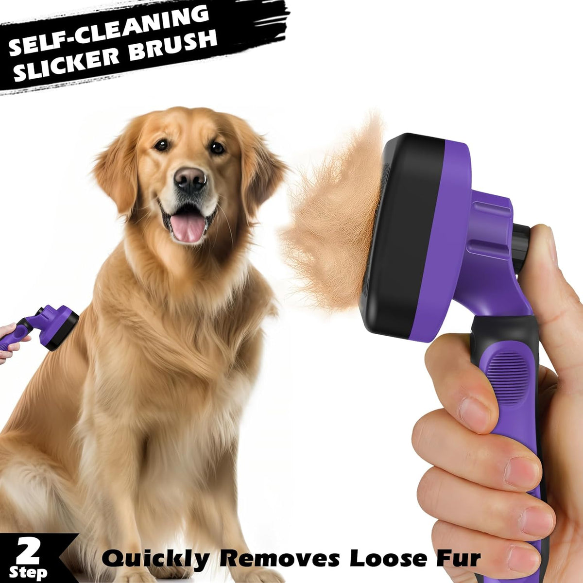 Professional 3PCS Self Cleaning Slicker Brush & Pet Grooming Rake & Flea Comb for Dogs,Cats and Horses | Double-Sided Dematting Comb & Skin Friendly Deshedding Grooming Tool | Pet Supplies (Blue)