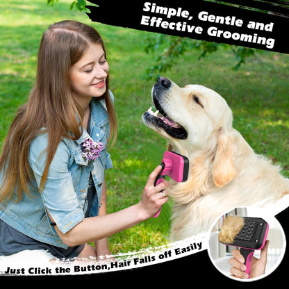 Professional 3PCS Self Cleaning Slicker Brush & Pet Grooming Rake & Flea Comb for Dogs,Cats and Horses | Double-Sided Dematting Comb & Skin Friendly Deshedding Grooming Tool | Pet Supplies (Blue)