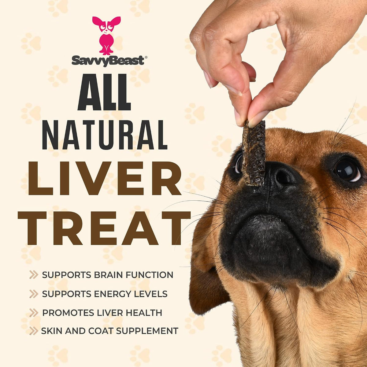 SavvyBeast Dehydrated Beef Liver Treats for Dogs & Cats, USA Made, 5 oz
