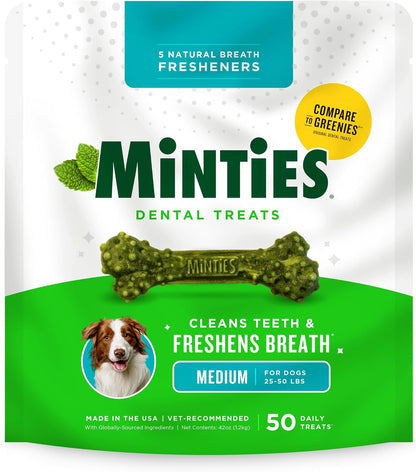 Dog Dental Bone Treats, Tiny/Small Dental Dog Treats, 16 Ounces, Cleans Teeth, Fight Bad Breath, Removes Plaque and Tartar, 40 Count