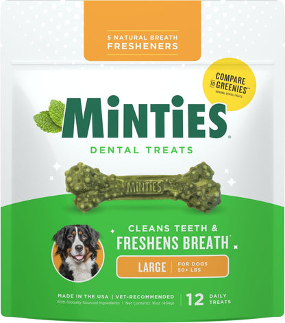 Dog Dental Bone Treats, Tiny/Small Dental Dog Treats, 16 Ounces, Cleans Teeth, Fight Bad Breath, Removes Plaque and Tartar, 40 Count