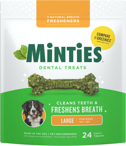 Dog Dental Bone Treats, Tiny/Small Dental Dog Treats, 16 Ounces, Cleans Teeth, Fight Bad Breath, Removes Plaque and Tartar, 40 Count