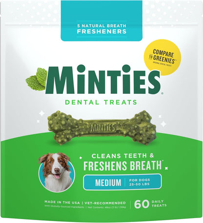 Dog Dental Bone Treats, Tiny/Small Dental Dog Treats, 16 Ounces, Cleans Teeth, Fight Bad Breath, Removes Plaque and Tartar, 40 Count