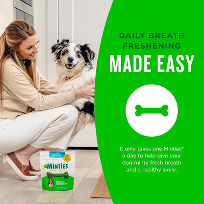 Dog Dental Bone Treats, Tiny/Small Dental Dog Treats, 16 Ounces, Cleans Teeth, Fight Bad Breath, Removes Plaque and Tartar, 40 Count