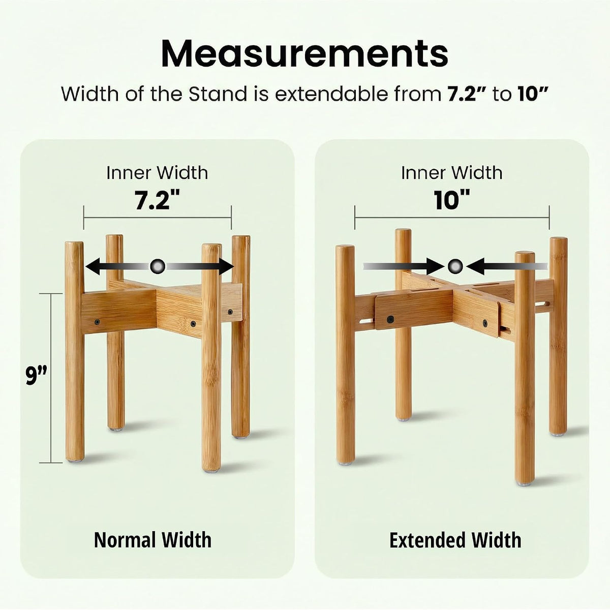 Dog Bowl Stand for Small-to-Medium Dogs - Adjustable | Use to Elevate Raise Dog Food, Water and Slow Feeder Bowls, Lock-Bolts and Tool Added, Foot-Padded, Bamboo Stand Only