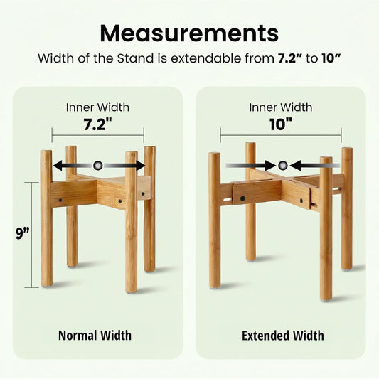 Dog Bowl Stand for Small-to-Medium Dogs - Adjustable | Use to Elevate Raise Dog Food, Water and Slow Feeder Bowls, Lock-Bolts and Tool Added, Foot-Padded, Bamboo Stand Only