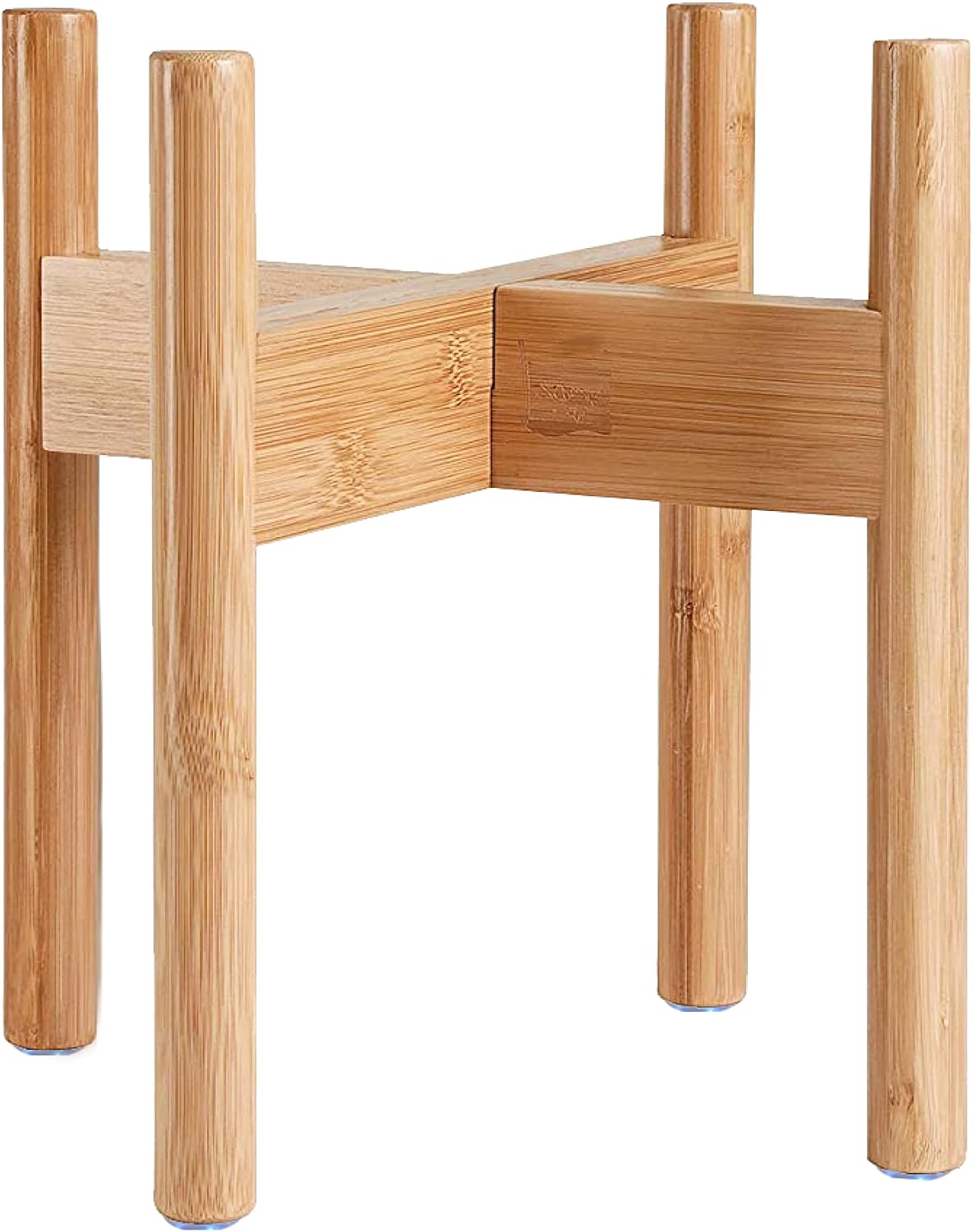 Dog Bowl Stand for Small-to-Medium Dogs - Adjustable | Use to Elevate Raise Dog Food, Water and Slow Feeder Bowls, Lock-Bolts and Tool Added, Foot-Padded, Bamboo Stand Only