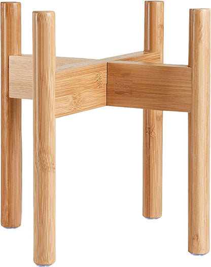 Dog Bowl Stand for Small-to-Medium Dogs - Adjustable | Use to Elevate Raise Dog Food, Water and Slow Feeder Bowls, Lock-Bolts and Tool Added, Foot-Padded, Bamboo Stand Only