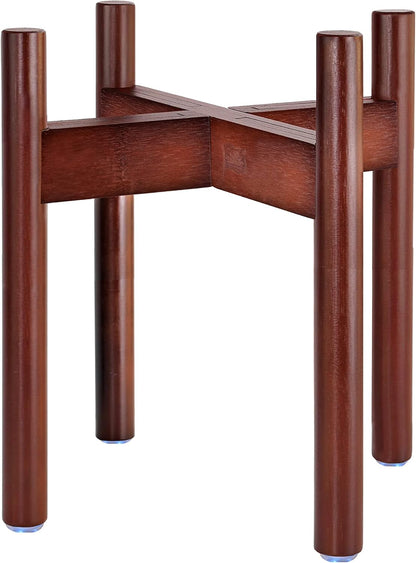Dog Bowl Stand for Small-to-Medium Dogs - Adjustable | Use to Elevate Raise Dog Food, Water and Slow Feeder Bowls, Lock-Bolts and Tool Added, Foot-Padded, Bamboo Stand Only