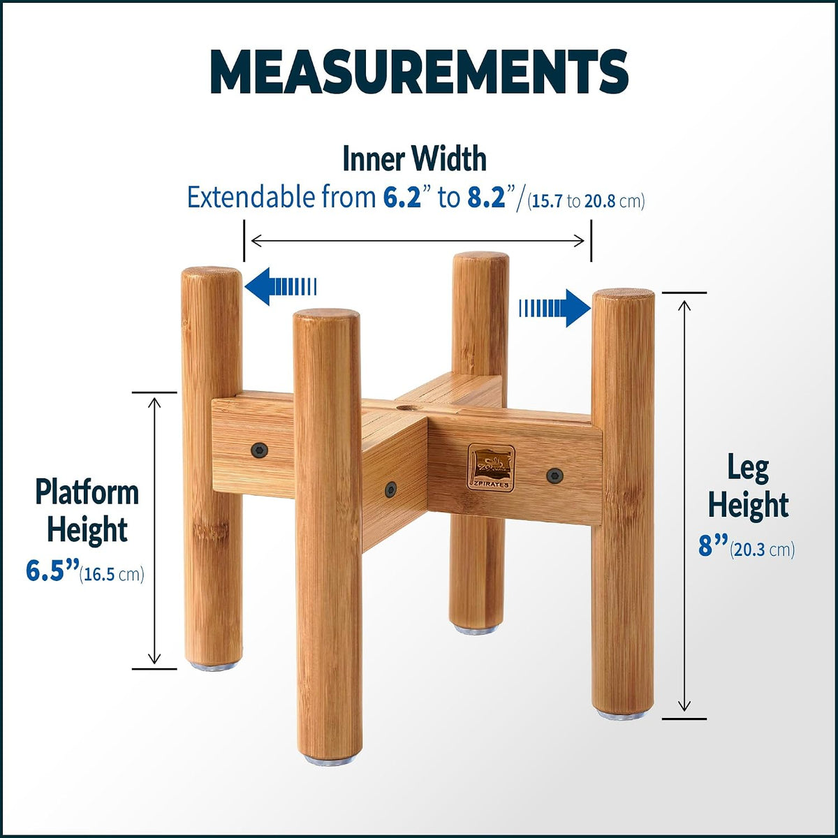 Dog Bowl Stand for Small-to-Medium Dogs - Adjustable | Use to Elevate Raise Dog Food, Water and Slow Feeder Bowls, Lock-Bolts and Tool Added, Foot-Padded, Bamboo Stand Only