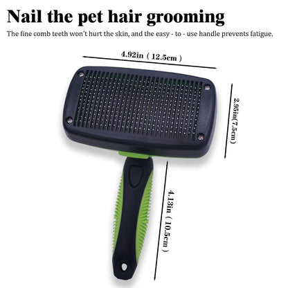 Self Cleaning Slicker Brush - Pet Hair Removal Tool for Long Short Hair grooming: Soft Rubber Tips Gentle on Sensitive Skin Cat Dog brush Specifically for Indoor pet hair removal glove (purple)