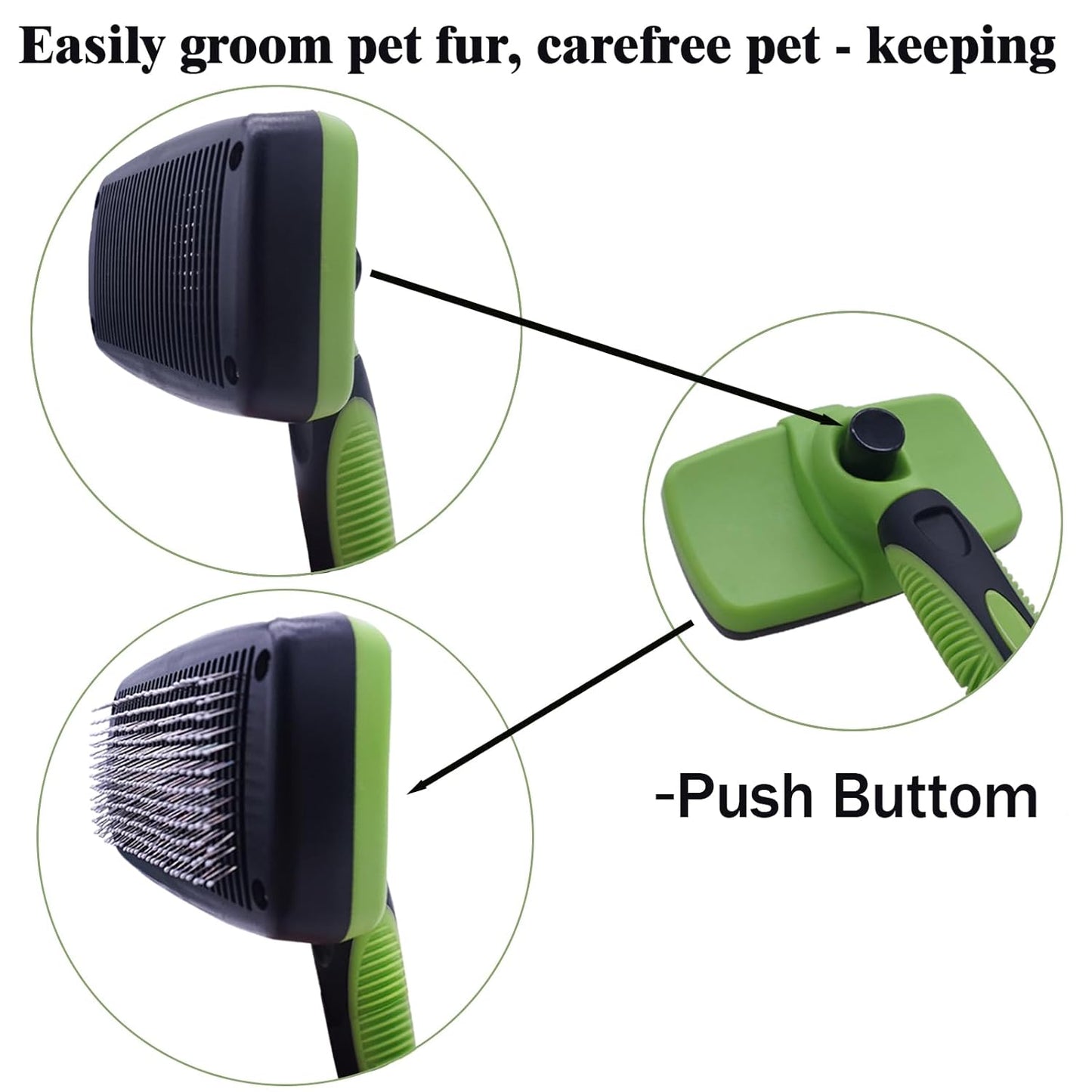 Self Cleaning Slicker Brush - Pet Hair Removal Tool for Long Short Hair grooming: Soft Rubber Tips Gentle on Sensitive Skin Cat Dog brush Specifically for Indoor pet hair removal glove (purple)