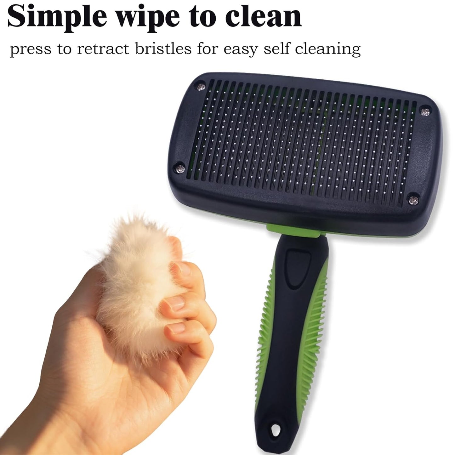 Self Cleaning Slicker Brush - Pet Hair Removal Tool for Long Short Hair grooming: Soft Rubber Tips Gentle on Sensitive Skin Cat Dog brush Specifically for Indoor pet hair removal glove (purple)