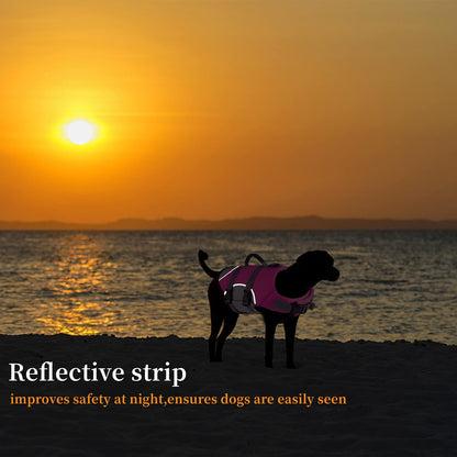 Dog Life Jacket, Reflective Adjustable Dog Life Vest with Rescue Handle for Swimming and Boating, Ripstop Pet Safety Life Preserver for Small, Medium and Large Dogs