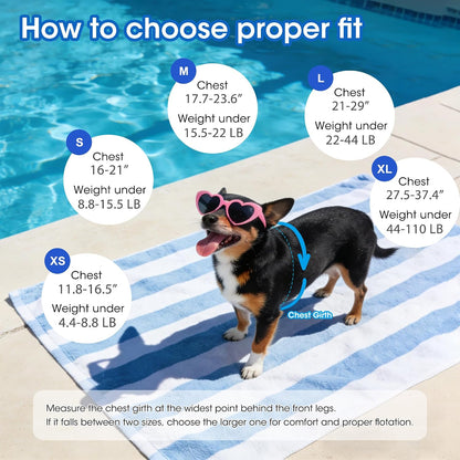 Dog Life Jacket, Reflective Adjustable Dog Life Vest with Rescue Handle for Swimming and Boating, Ripstop Pet Safety Life Preserver for Small, Medium and Large Dogs