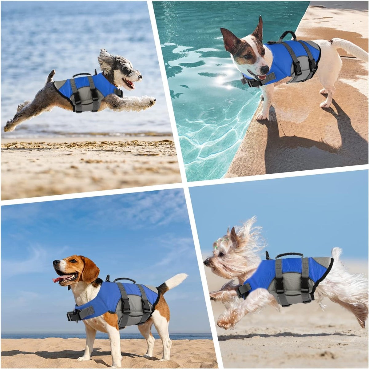 Dog Life Jacket, Reflective Adjustable Dog Life Vest with Rescue Handle for Swimming and Boating, Ripstop Pet Safety Life Preserver for Small, Medium and Large Dogs