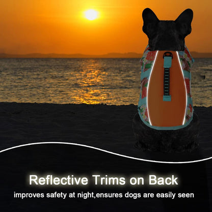 Dog Life Jacket, Reflective Adjustable Dog Life Vest with Rescue Handle for Swimming and Boating, Ripstop Pet Safety Life Preserver for Small, Medium and Large Dogs