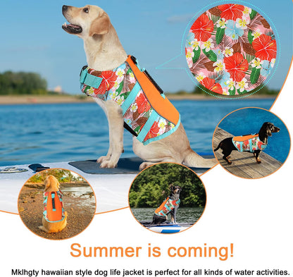 Dog Life Jacket, Reflective Adjustable Dog Life Vest with Rescue Handle for Swimming and Boating, Ripstop Pet Safety Life Preserver for Small, Medium and Large Dogs