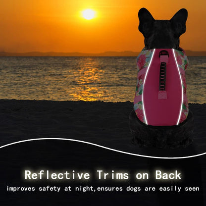 Dog Life Jacket, Reflective Adjustable Dog Life Vest with Rescue Handle for Swimming and Boating, Ripstop Pet Safety Life Preserver for Small, Medium and Large Dogs