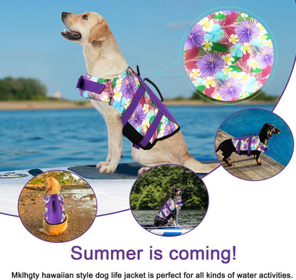 Dog Life Jacket, Reflective Adjustable Dog Life Vest with Rescue Handle for Swimming and Boating, Ripstop Pet Safety Life Preserver for Small, Medium and Large Dogs