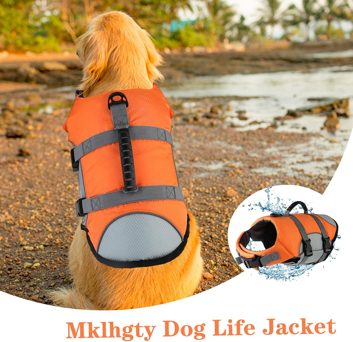 Dog Life Jacket, Reflective Adjustable Dog Life Vest with Rescue Handle for Swimming and Boating, Ripstop Pet Safety Life Preserver for Small, Medium and Large Dogs