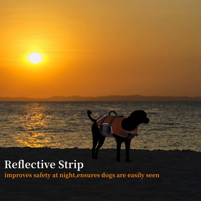 Dog Life Jacket, Reflective Adjustable Dog Life Vest with Rescue Handle for Swimming and Boating, Ripstop Pet Safety Life Preserver for Small, Medium and Large Dogs