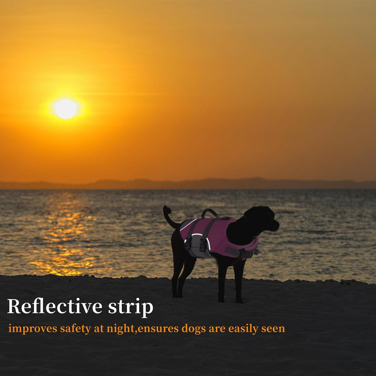 Dog Life Jacket, Reflective Adjustable Dog Life Vest with Rescue Handle for Swimming and Boating, Ripstop Pet Safety Life Preserver for Small, Medium and Large Dogs