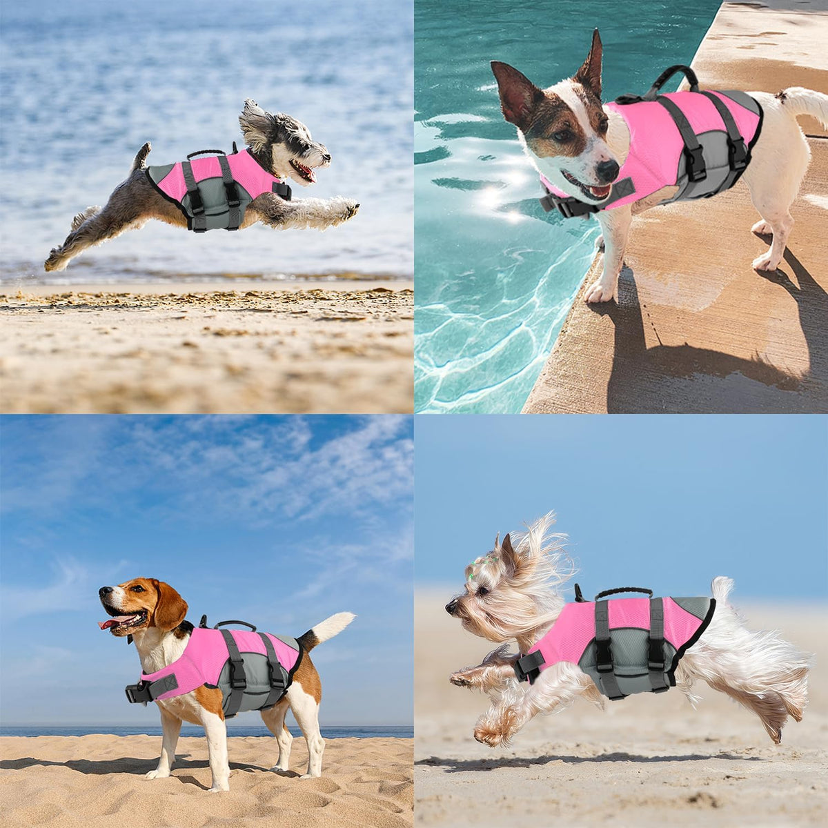 Dog Life Jacket, Reflective Adjustable Dog Life Vest with Rescue Handle for Swimming and Boating, Ripstop Pet Safety Life Preserver for Small, Medium and Large Dogs