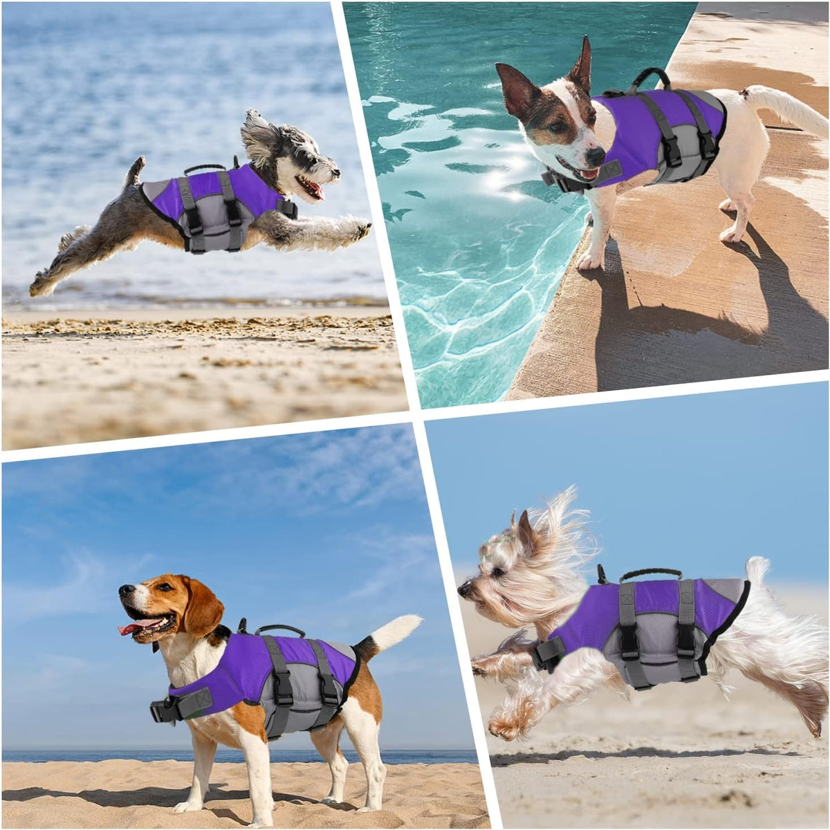 Dog Life Jacket, Reflective Adjustable Dog Life Vest with Rescue Handle for Swimming and Boating, Ripstop Pet Safety Life Preserver for Small, Medium and Large Dogs