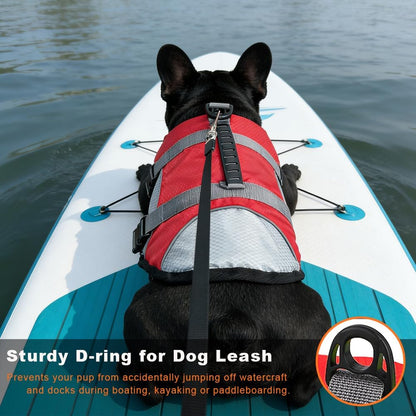 Dog Life Jacket, Reflective Adjustable Dog Life Vest with Rescue Handle for Swimming and Boating, Ripstop Pet Safety Life Preserver for Small, Medium and Large Dogs