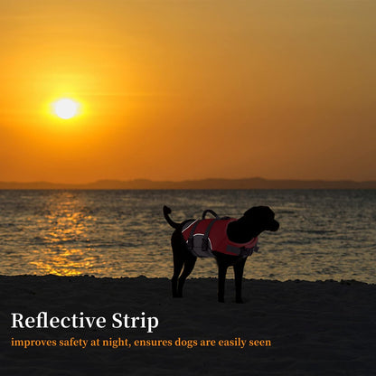 Dog Life Jacket, Reflective Adjustable Dog Life Vest with Rescue Handle for Swimming and Boating, Ripstop Pet Safety Life Preserver for Small, Medium and Large Dogs
