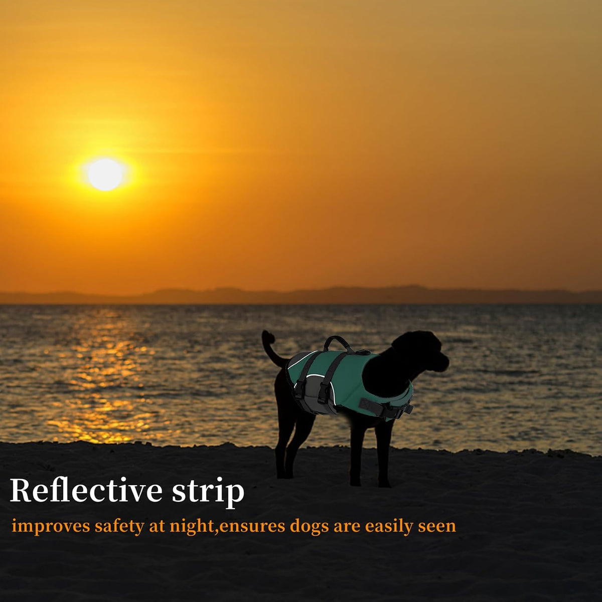 Dog Life Jacket, Reflective Adjustable Dog Life Vest with Rescue Handle for Swimming and Boating, Ripstop Pet Safety Life Preserver for Small, Medium and Large Dogs