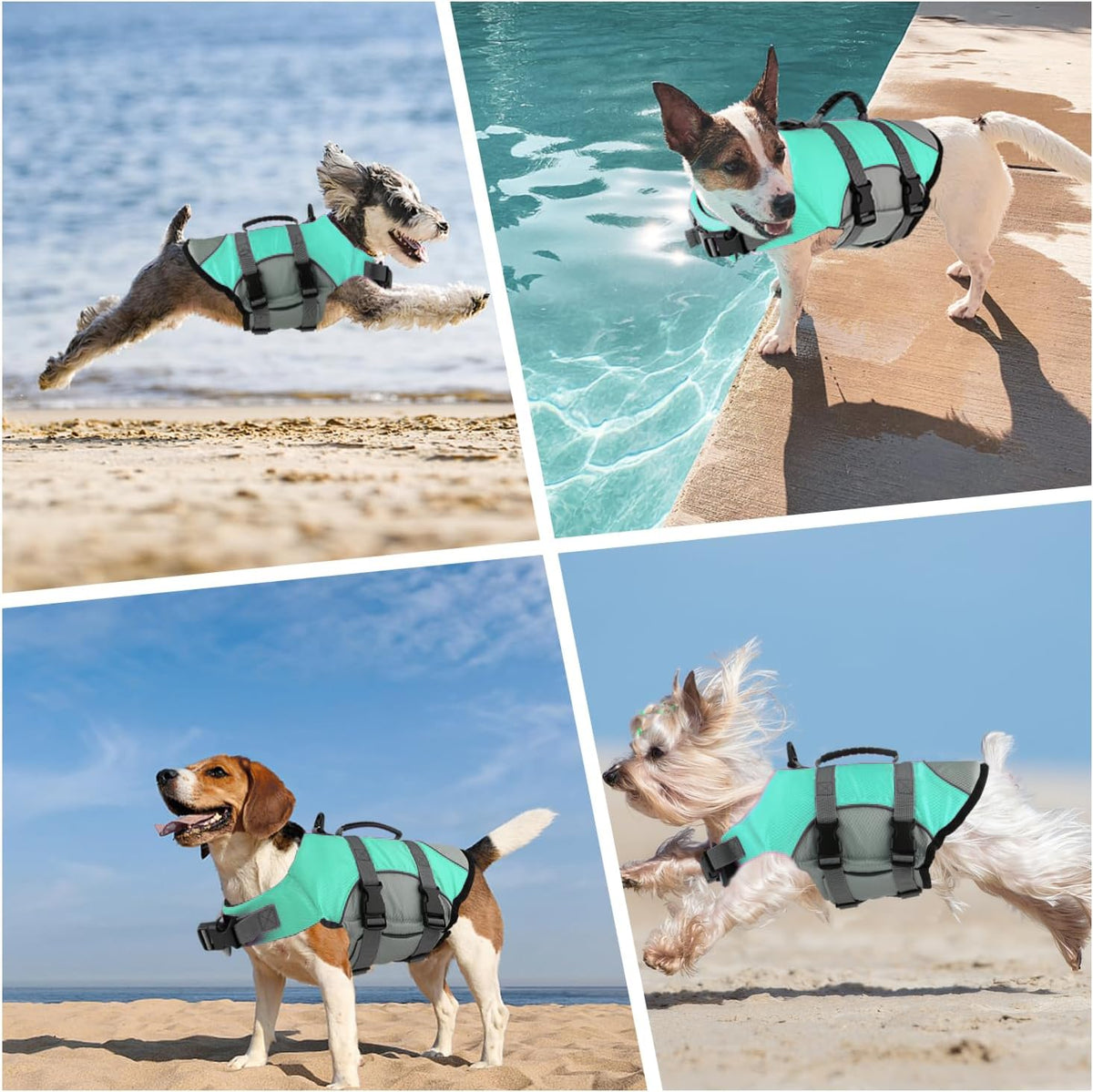 Dog Life Jacket, Reflective Adjustable Dog Life Vest with Rescue Handle for Swimming and Boating, Ripstop Pet Safety Life Preserver for Small, Medium and Large Dogs