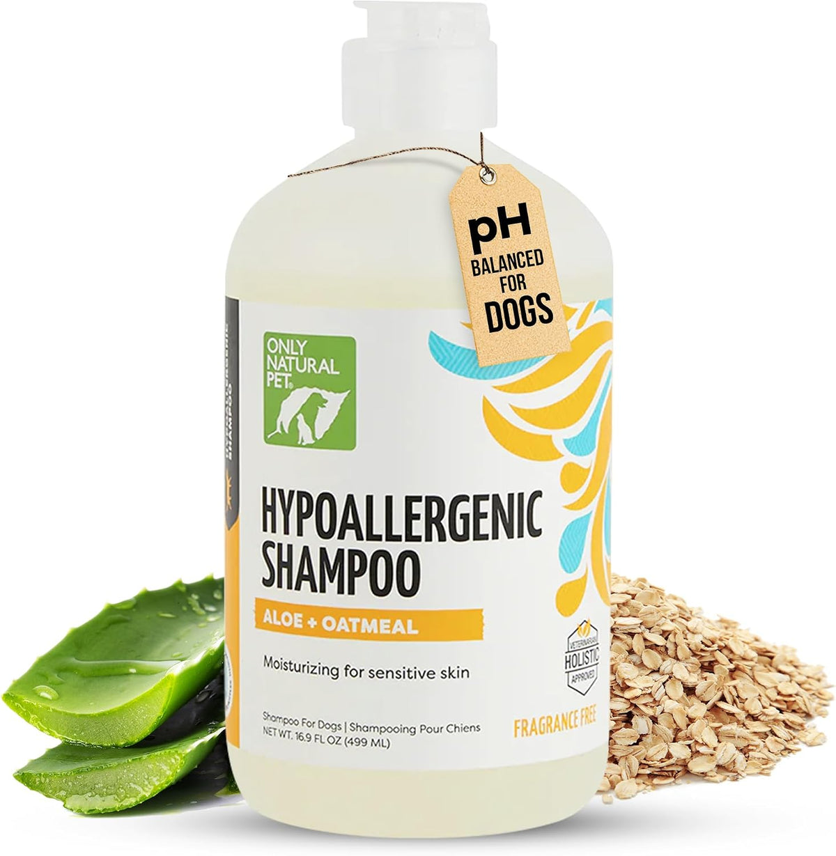 Hypoallergenic Shampoo with Aloe & Oatmeal for Dogs - Moisturizing Dog Shampoo and Ultra-Nourishing Care for Dry, Itchy, and Sensitive Skin - 16.9 oz