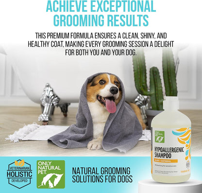 Hypoallergenic Shampoo with Aloe & Oatmeal for Dogs - Moisturizing Dog Shampoo and Ultra-Nourishing Care for Dry, Itchy, and Sensitive Skin - 16.9 oz