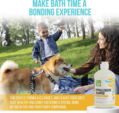 Hypoallergenic Shampoo with Aloe & Oatmeal for Dogs - Moisturizing Dog Shampoo and Ultra-Nourishing Care for Dry, Itchy, and Sensitive Skin - 16.9 oz