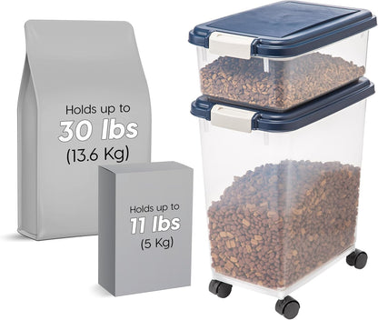 Dog Food Storage Container, Up to 30+11 lbs, Navy, Made in USA