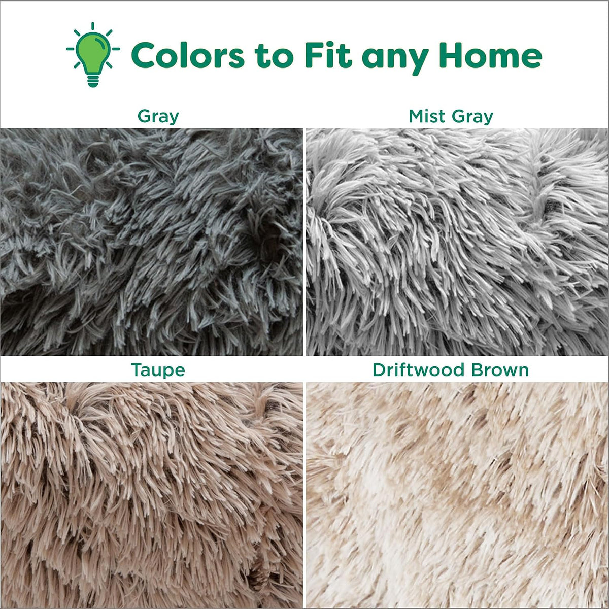 Waterproof Throw Blanket for Dogs & Indoor Cats, Washable - Shaggy Plush Calming Long Faux Fur & Velvet Dog Blanket - Gray, Large