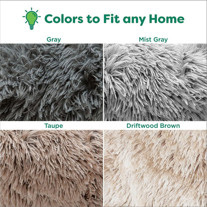 Waterproof Throw Blanket for Dogs & Indoor Cats, Washable - Shaggy Plush Calming Long Faux Fur & Velvet Dog Blanket - Gray, Large