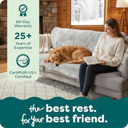 Waterproof Throw Blanket for Dogs & Indoor Cats, Washable - Shaggy Plush Calming Long Faux Fur & Velvet Dog Blanket - Gray, Large