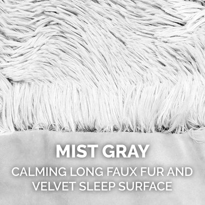 Waterproof Throw Blanket for Dogs & Indoor Cats, Washable - Shaggy Plush Calming Long Faux Fur & Velvet Dog Blanket - Gray, Large